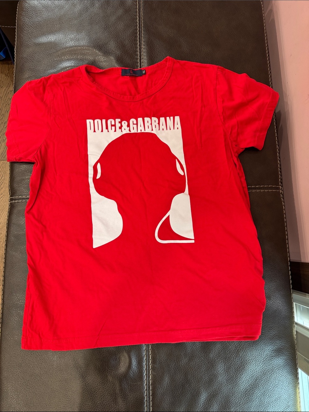 Dolce & Gabbana Red Graphic Kids Tee with White Logo Print